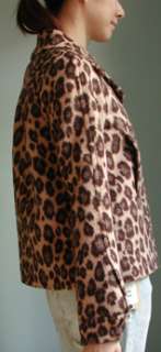 new REBECCA TAYLOR leopard animal print melange wool SWING PEACOAT 