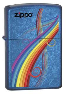 Rainbow Colors on Cerulean Blue Finish Zippo Lighter  