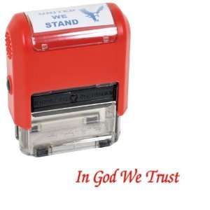 Patriotic Self Inking Rubber Stamp   IN GOD WE TRUST (55153 Red Mount)
