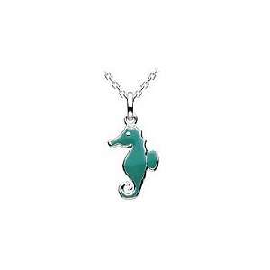   Sterling Silver Enameled Seahorse Necklace (12   14 inches) Jewelry