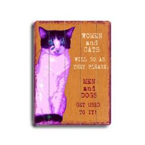  Arte House 0003 9697 25 Wooden Sign, Women and Cats