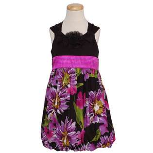 Bonnie Jean Black Dress Size 7 Girl Floral Spring Bubble Hem at  