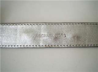NWT Michael Kors Leather Cuff Bracelet METALLIC SILVER  