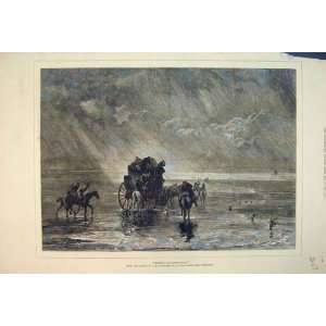    Scene Crossing Lancaster Sands 1877 Beach Horse Art