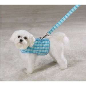 East Side Collection Madras Blue Plaid Harness Dog Vest & Lead w/FREE 