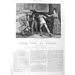  1884 ILLUSTRATION STORY FROM POST FINISH MEN FIGHTING 