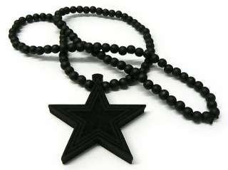 STAR PIECE, GOOD WOOD, NECKLACE, BLACK, 36, BALL BEADS CHAIN  