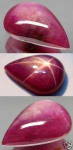   55ct 100% Natural Purplish Red Star Ruby Gemstone Pear Shape Cabochon