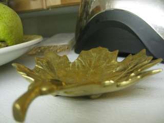 Antique Vintage Solid Brass Sugar Maple Leaf Tray Virginia 