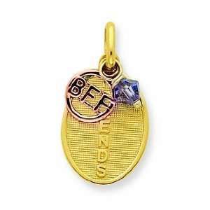  14k Two Tone Friends With Bff And Purple Crystal Pendant Jewelry