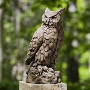  Campania International Large Horned Owl Cast Stone Garden 