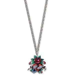  Ed Hardy Rose Eternal Love Painted Necklace   EHF111 