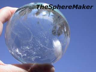   SPHERE w WHITE INCLUSIONS LARGE CRYSTAL BALL BRAZIL 89 mm  