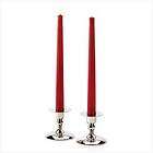 Set of 2 Red Flameless LED Taper Candles & Holders new
