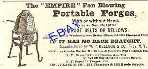 1874 KELLOGG EMPIRE PORTABLE BLACKSMITH FORGE TROY NY  