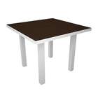   , Inc. Euro 36 Square Dining Table in White Aluminum Frame, Mahogany