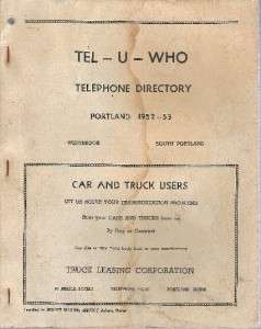 1952 53 PORTLAND, SOUTH PORTLAND & WESTBROOK MAINE TEL U WHO TELEPHONE 