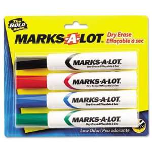  Marks A Lot® Chisel Tip Whiteboard Marker, Four Color Set 