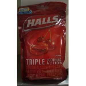  Halls Cough Drops Cherry Flavored   30 Drops/ Bag Health 