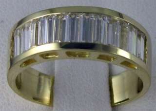 R9118 14K solid gold 1.2ct CZ baguette mens band ring  