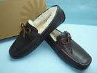 UGG MENS BYRON LEATHER SLIPPERS SHOES MOCCASINS SIZE 10 CHOCOLATE