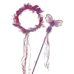   Fairy Pixie Pink Purple Halo Ribbon Crown Wand Set Toys & Games