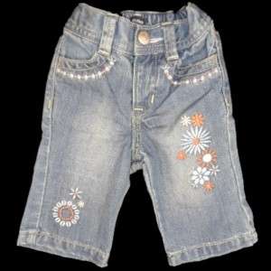 NWT Baby GAP Embroidered Flower Jeans Denim Pants 0 3  