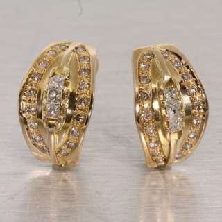   Diamond 14K Yellow Gold French Clip Vintage Estate Fashion Earrings