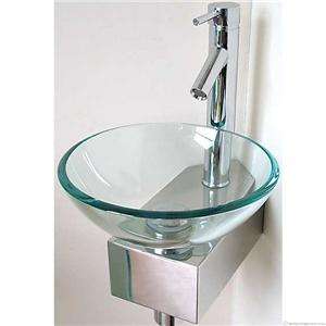 Modern wall mounted glass sink corner wash basin design  