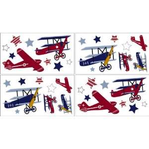 Vintage Aviator Baby and Childrens Airplanes Wall Decal Stickers   Set 