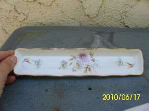 Haddon England Vanity Pin Tray Purple White Flowers Fine Bone China 9 