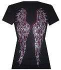 WOMENS MOTHERS DAY GIFT SILVER ANGEL WINGS RHINESTONE T SHIRT~S M L XL 