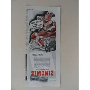 Simoniz. Vintage 30s print ad. (man washing car.) original vintage 