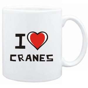  Mug White I love Cranes  Animals