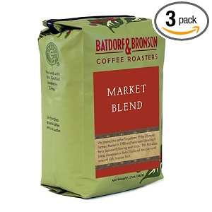 Batdorf & Bronson Market Blend, Whole Bean Coffee, 12 Ounce Bags (Pack 