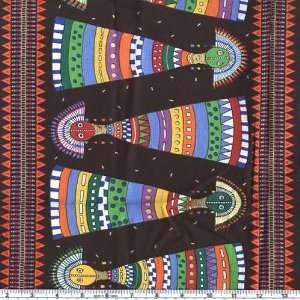 45 Wide My African Village Stripe Black Fabric By The 