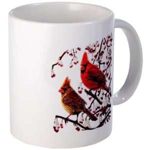  Mug (Coffee Drink Cup) Christmas Cardinals Snowy Red Berry 