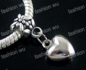 Lot 50 Pcs Loving Heart Beads Fit Charm Bracelet 1  