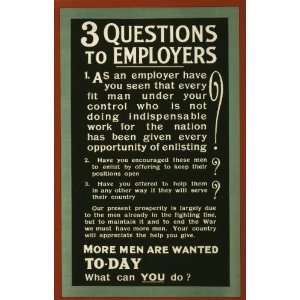  World War I Poster   3 questions to employers [] More 