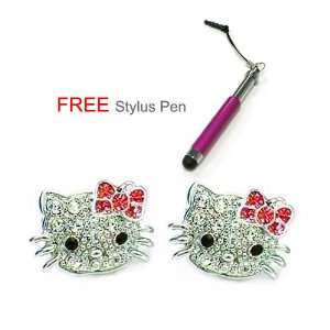 com Adorable Silver Plated Hello Kitty Crystal CZ Stud Celebrity Teen 