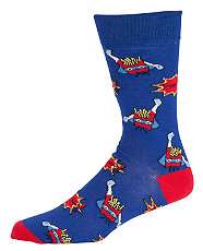 Blue Pattern (Blue) Blue Super Chips Socks  252225349  New Look