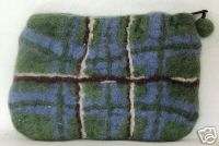 Plaid Felted Wool Wallet ~Coin~Cosmetic~Case~Keys~Nepal  