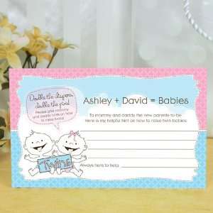 Twin Babies 1 Boy & 1 Girl   Personalized Helpful Hint Advice Cards 