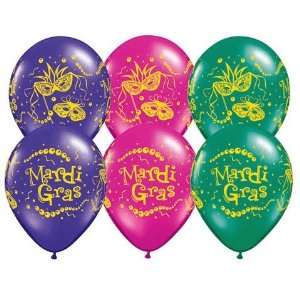  11 Mardi Gras Masks & Beads Balloons 
