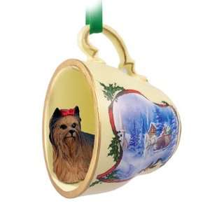  Yorkshire Terrier Christmas Ornament Sleigh Ride Tea Cup 