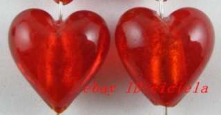 Free Ship 30pcs red heart glass beads 20mm  