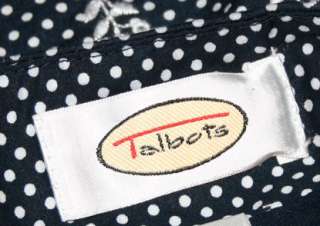TALBOTS 8 Navy White Floral Polka Dots Embroidered Cotton Skirt Red 