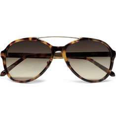 Linda Farrow Luxe Tortoishell Acetate Aviator Sunglasses