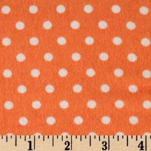  44 Wide Flannel Dots Orange/White Fabric By The Yard 