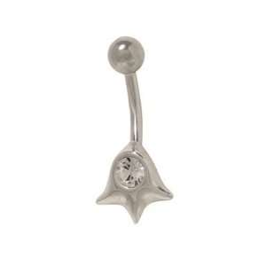  Antique Belly Button Ring with Clear Cz Jewel Jewelry